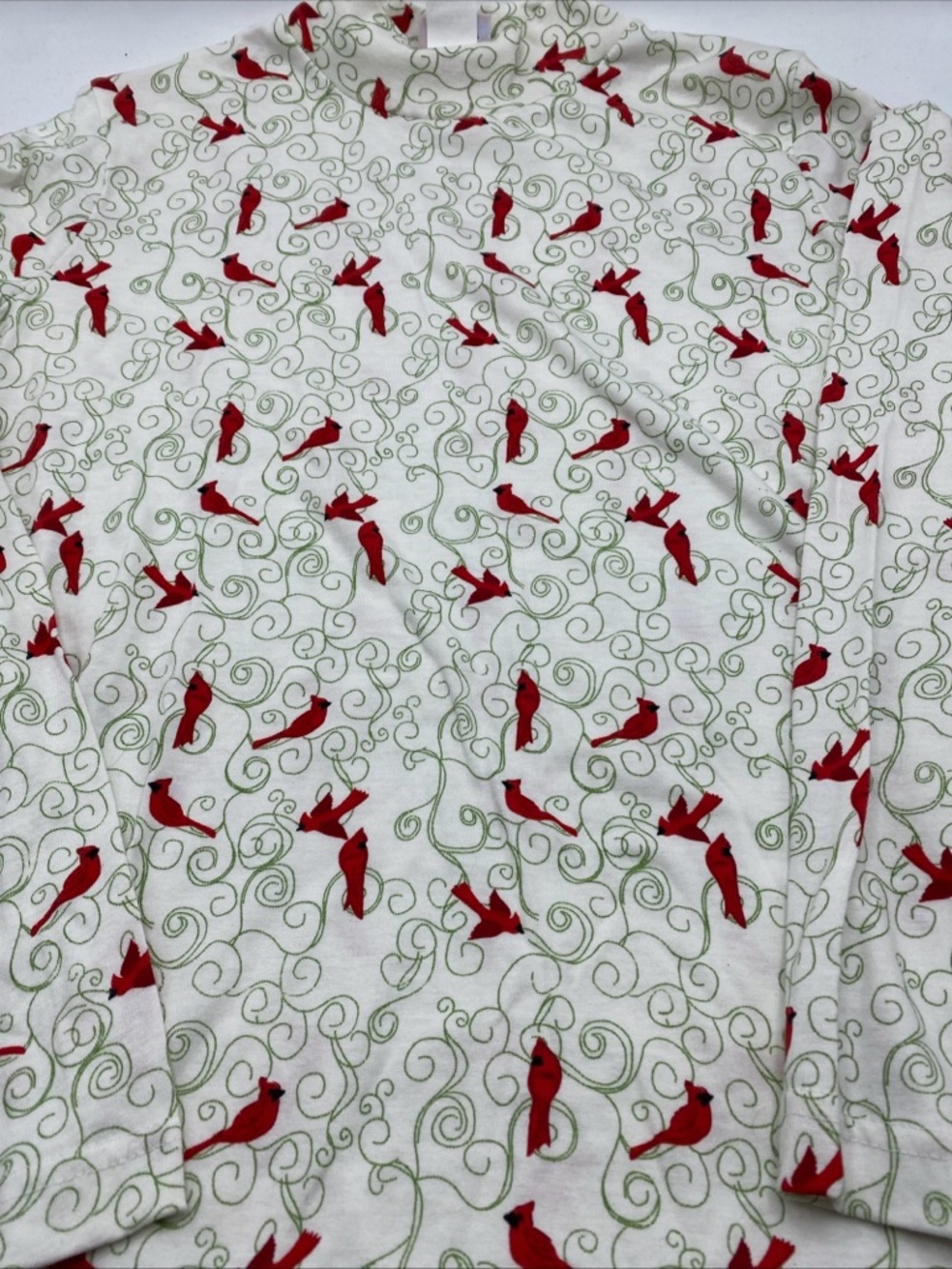 Vintage Cardinal All Over Print Long  Sleeve Turtle Neck Holiday Whimsical Med - Picture 5 of 5